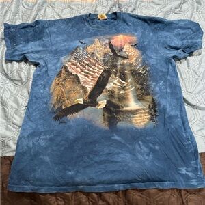 VTG The Mountain Bald Eagle T Shirt XL Blue Tie Dye Nature USA 2004